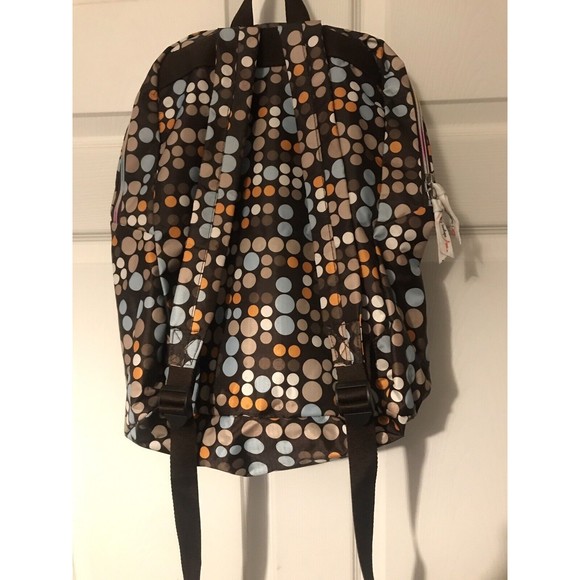 Penelope Ann Fill Her Up backpack brown multicolor polka dot adjustable straps - Picture 3 of 7